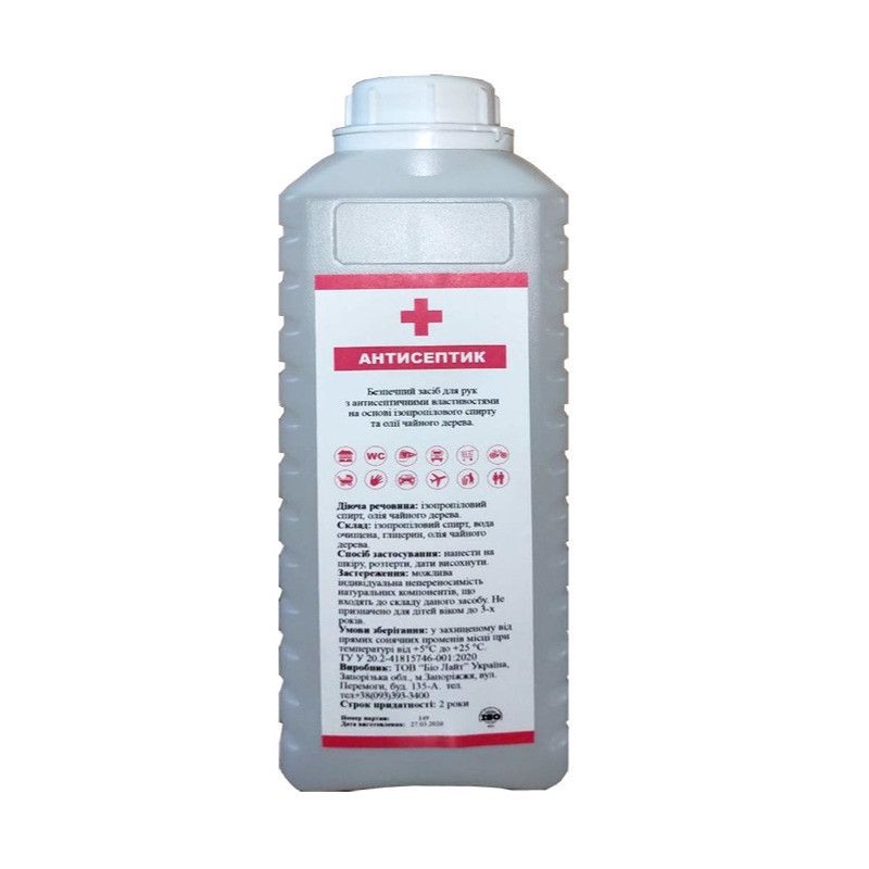 АНТИСЕПТИК 75% НА ОСНОВІ ІЗОПРОПІЛОВОГО СПИРТУ, 1000 МЛ